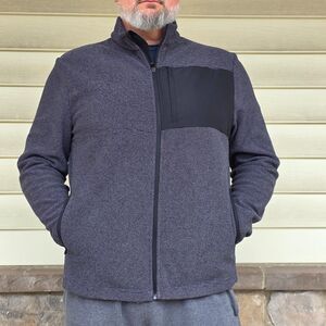 Ben Hogan Performance Dura Fleece Jacket Full Zip Black/Gray Coat Pockets Mens L
